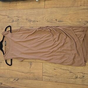 Tan BTFBM Women 2024 Summer Sleeveless Tank Dresses Crew Neck Slim Fit M